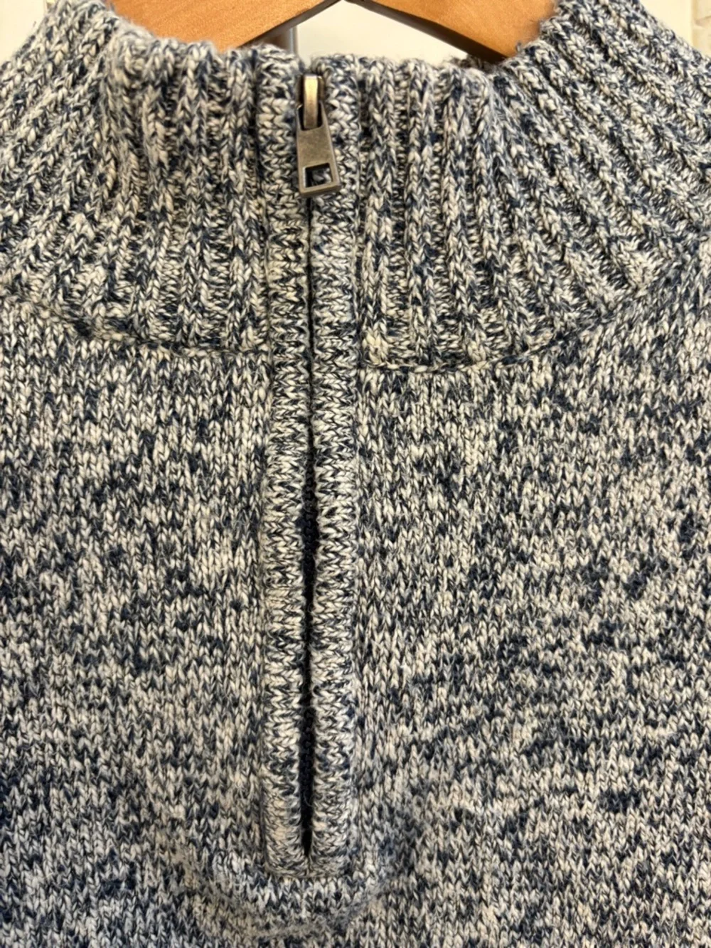 Men's Half-Zip 1/4 Zip Heathered Blue Sweater Preppy Office Cotton Golf Size XL - Picture 5 of 8